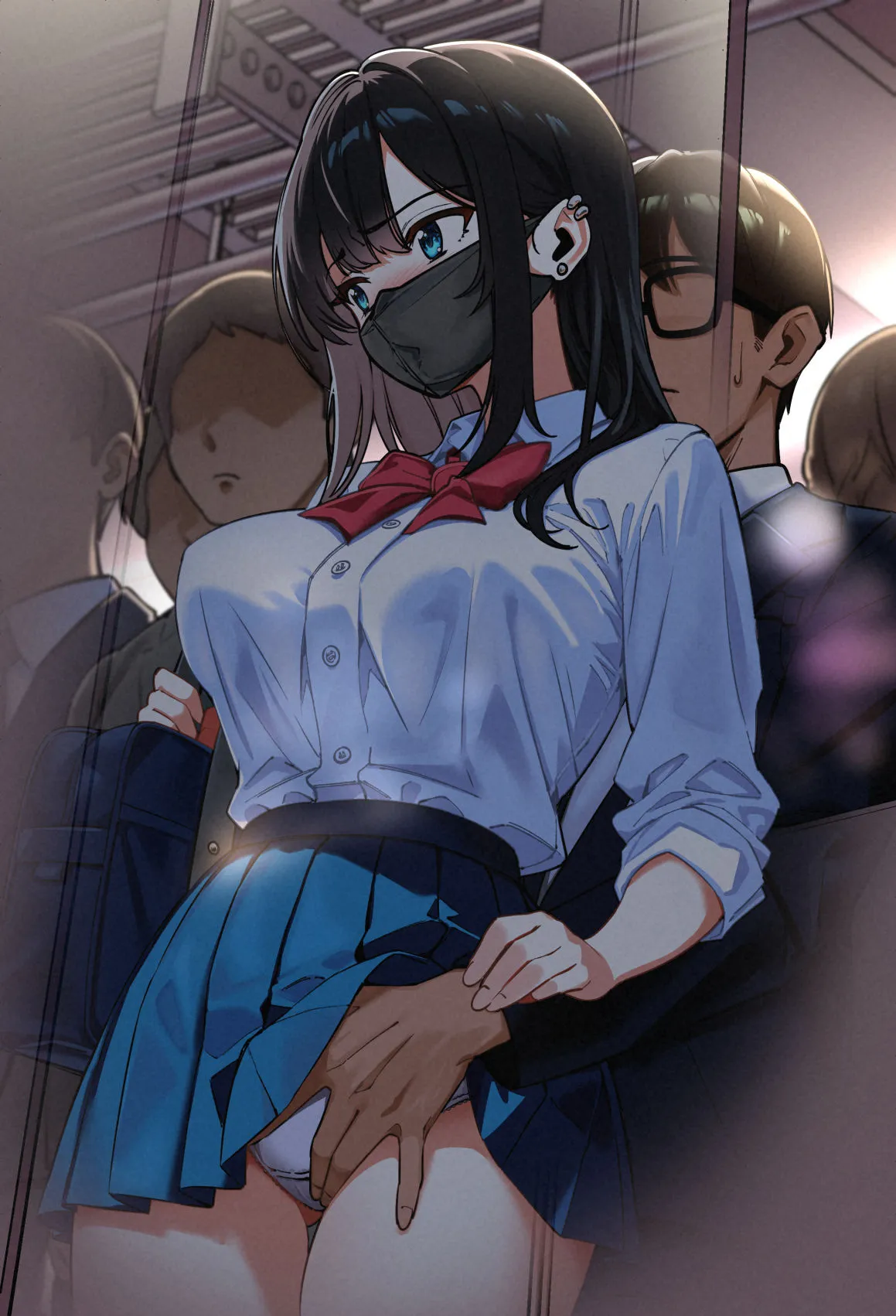 電車、女子〇生。