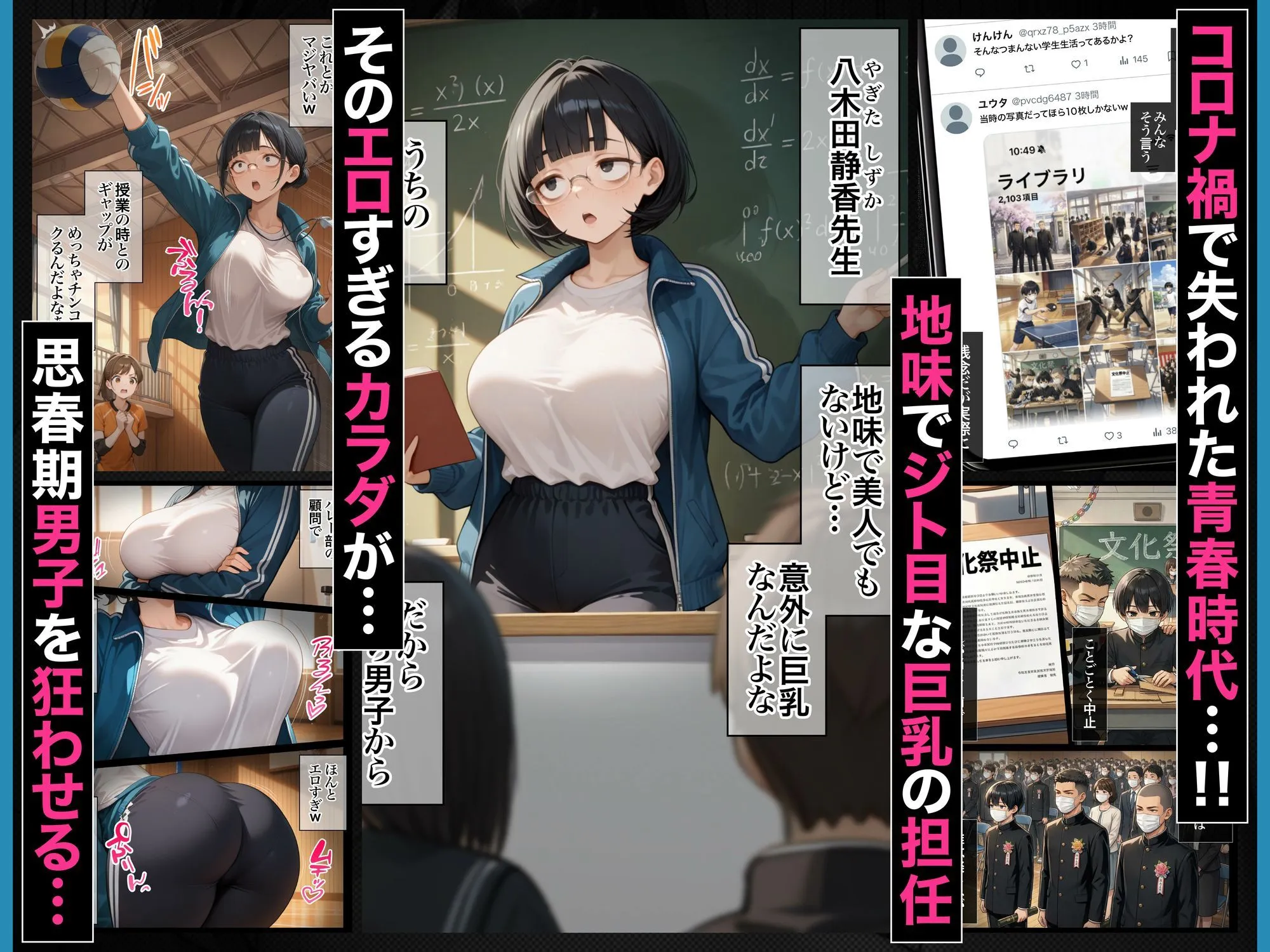 ジト目で地味な巨乳の担任を孕ませたい 担当科目:数学 バレー部顧問 独身 愛称:シズちゃん・ヤギT(30歳)